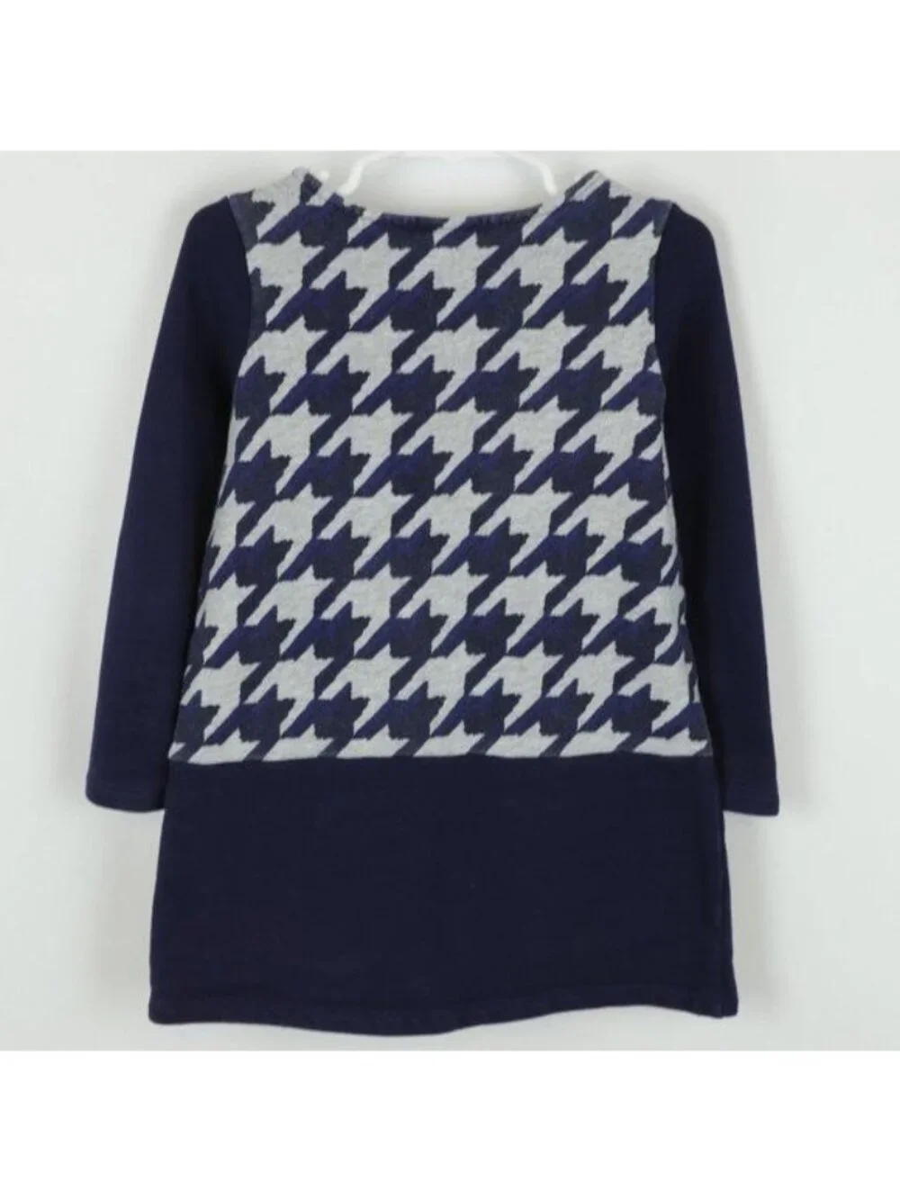 Gymboree Girls Size 4 Blue Gray Houndstooth Crewneck Lightweight Sweatshirt